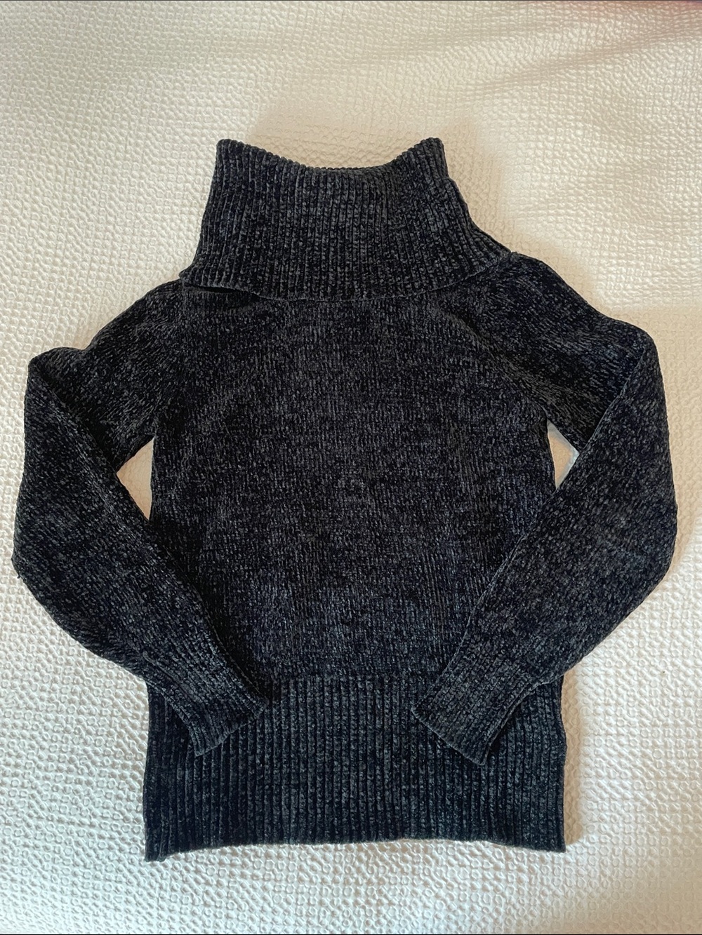 LOFT Black Chenille Turtleneck Sweater